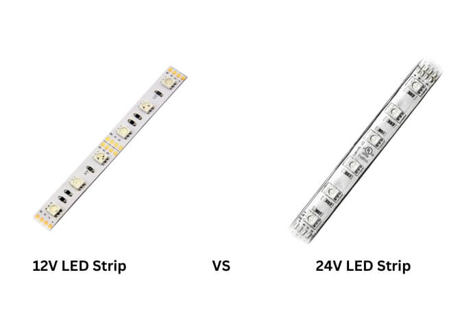Illustrative example of 12v vs 24v led strip from Google Search