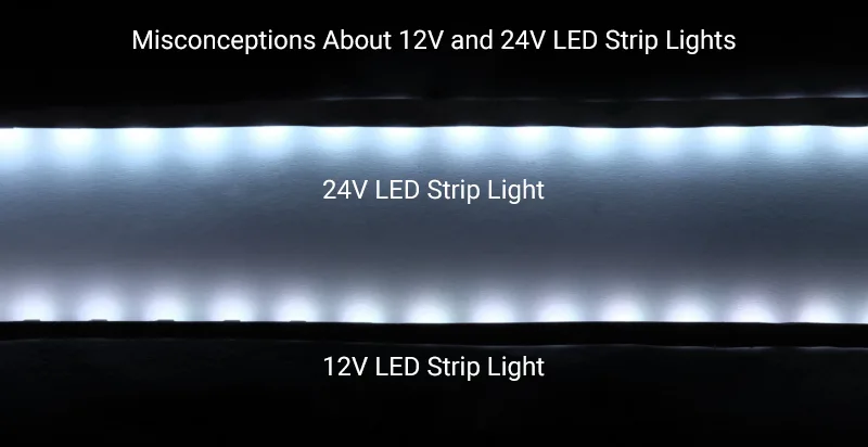 Illustrative example of 12v vs 24v led strip from Google Search