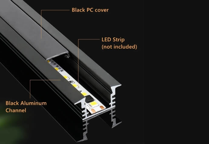 Illustrative example of aluminium led strip channel