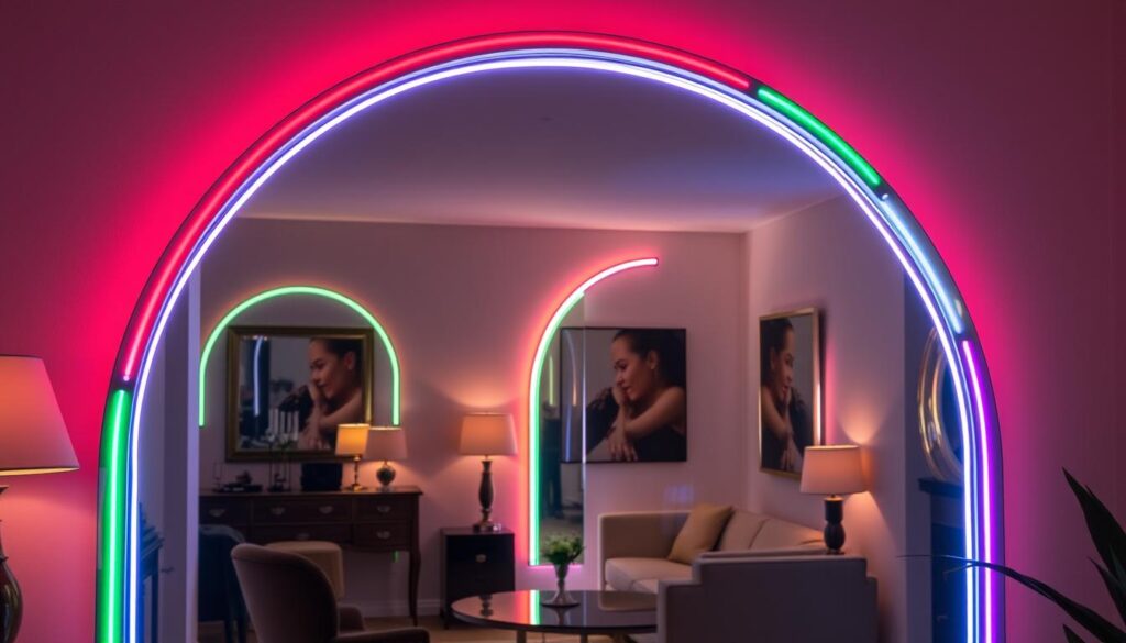 Illustrative example of arched mirror led strip diy from Google Search