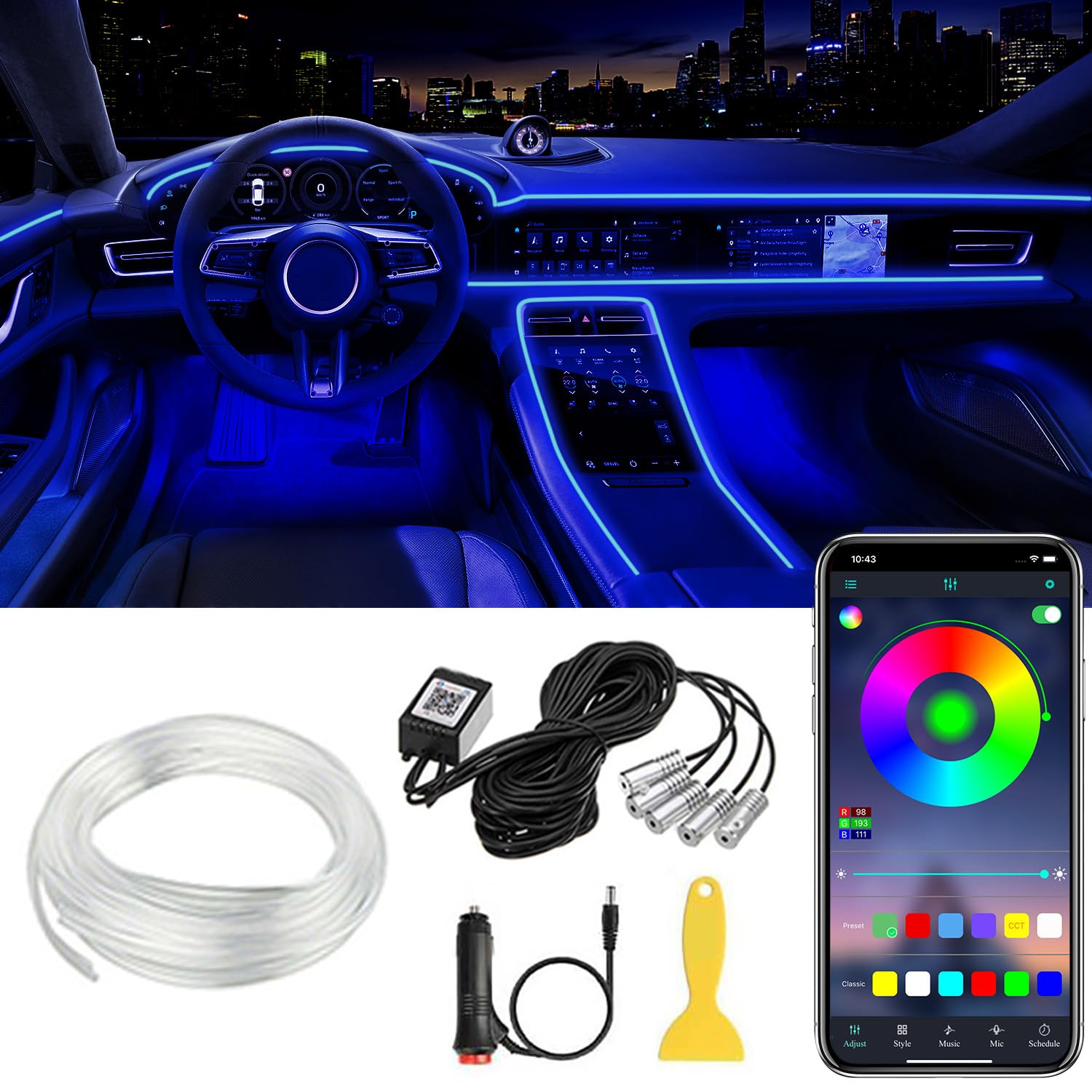 Illustrative example of auto led strip from Google Search
