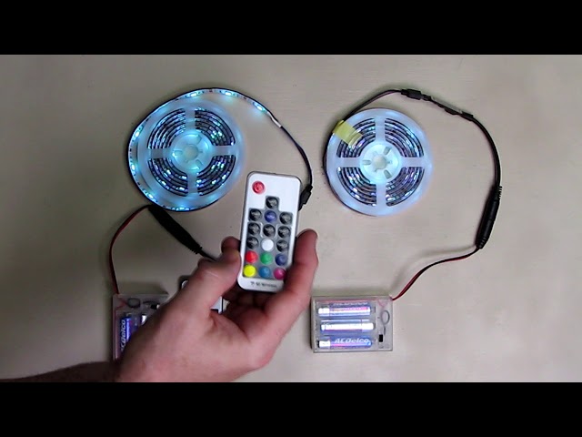 Illustrative example of battery operated led strip with remote