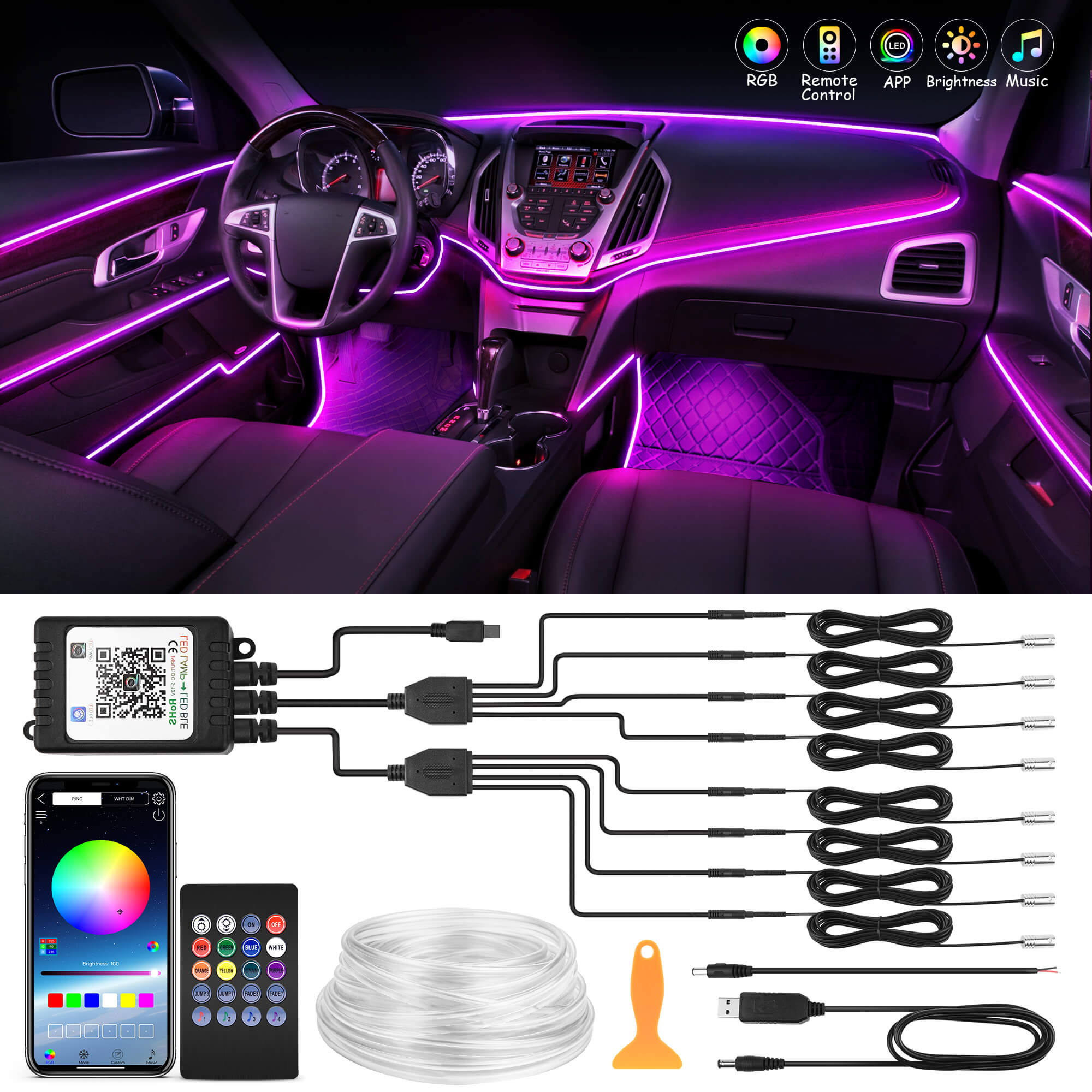 Illustrative example of car interior led strips from Google Search