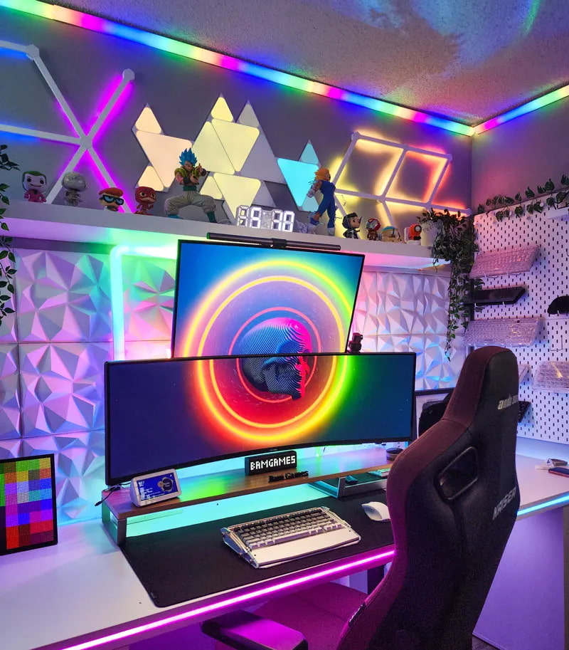 Illustrative example of gaming room with led lights