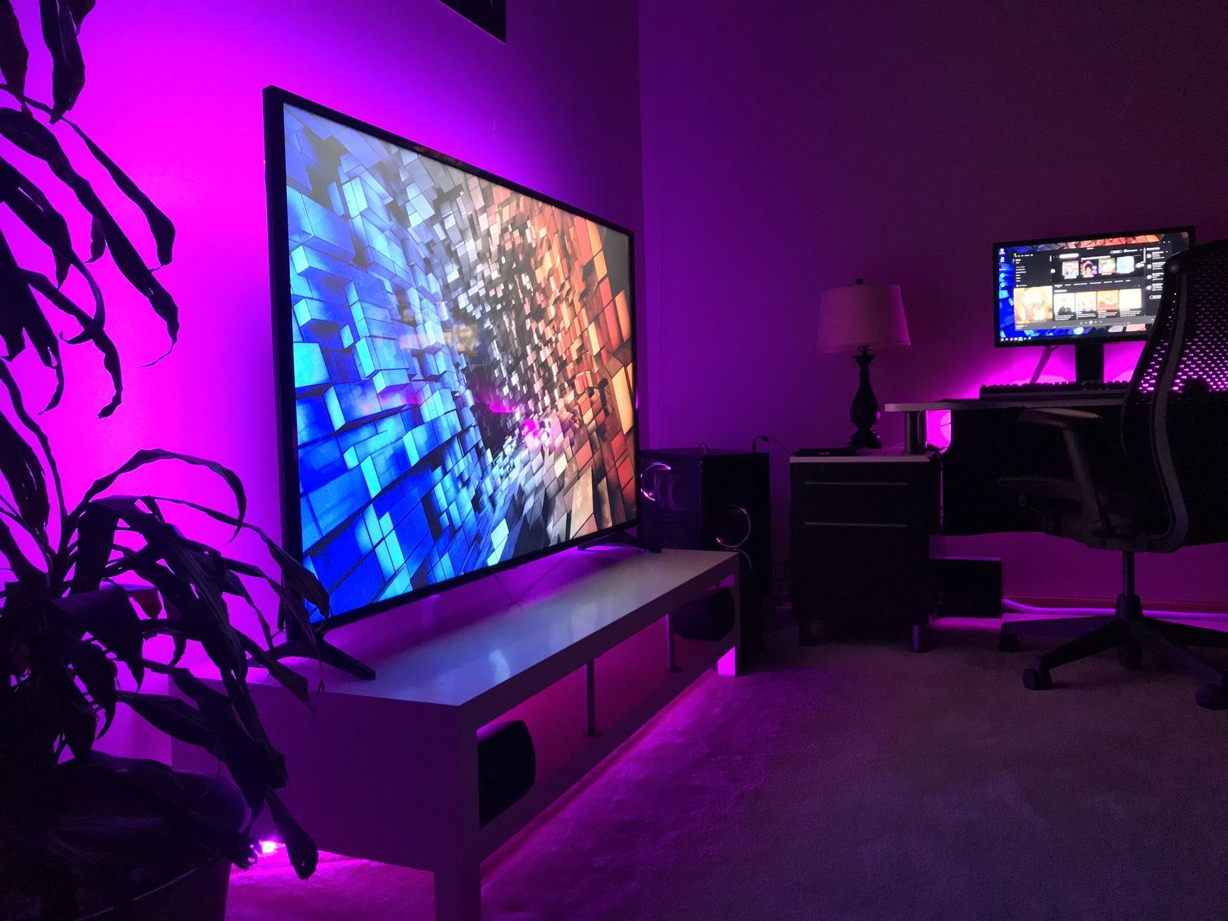 Illustrative example of gaming room with led lights