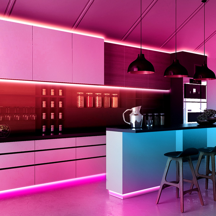 Illustrative example of kitchen cabinet led strip lighting