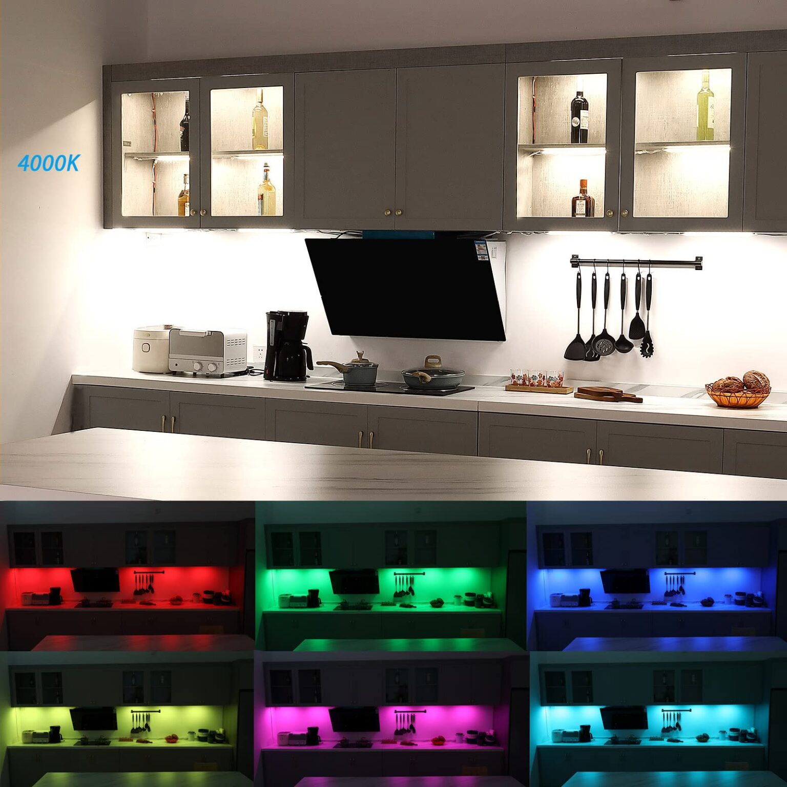Illustrative example of kitchen cabinets led lights