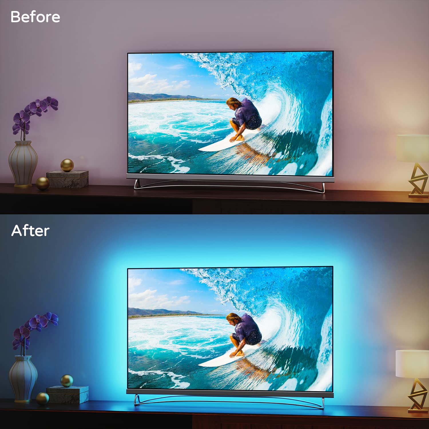 Illustrative example of led behind tv from Google Search