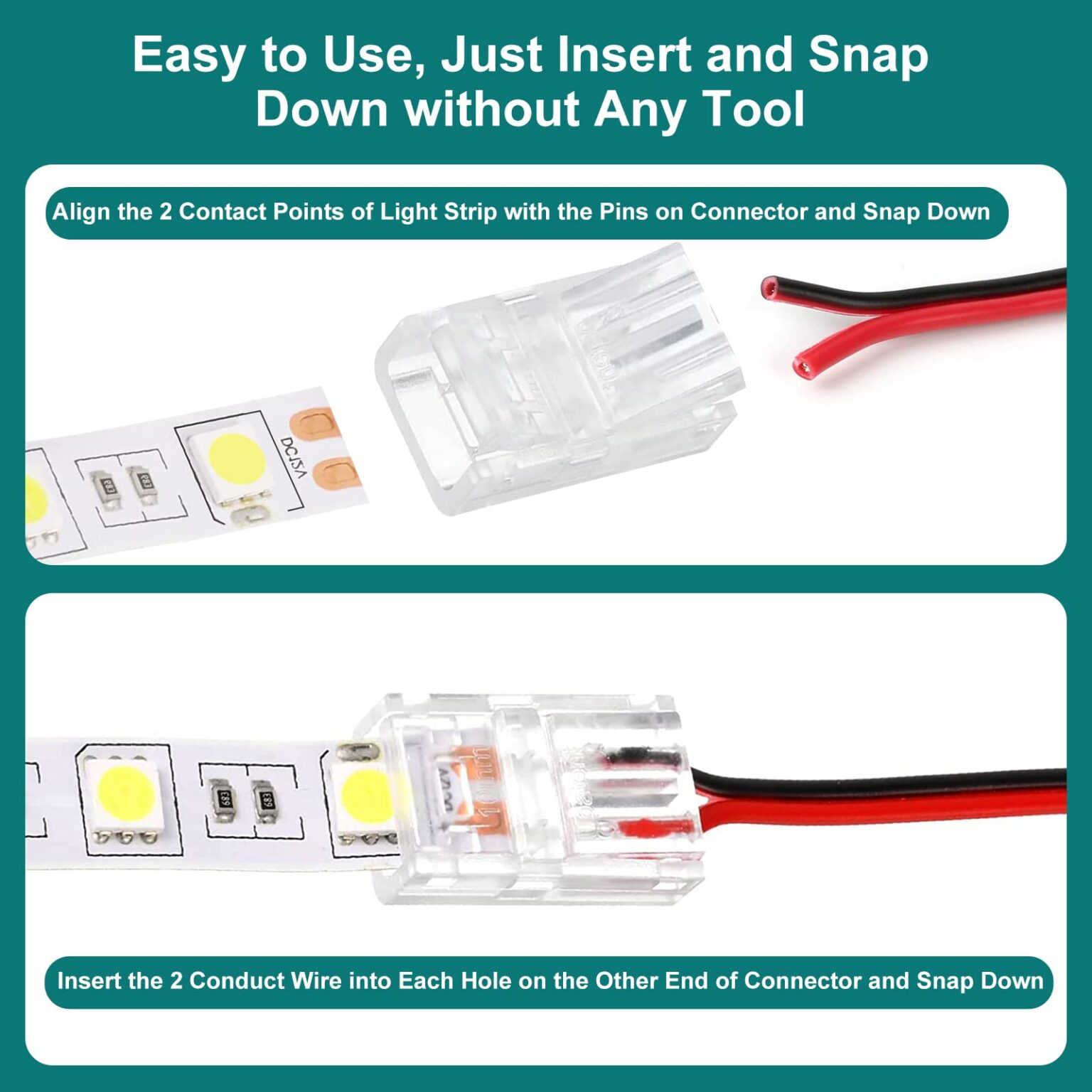 Illustrative example of led light strip connectors 2 pin from Google Search