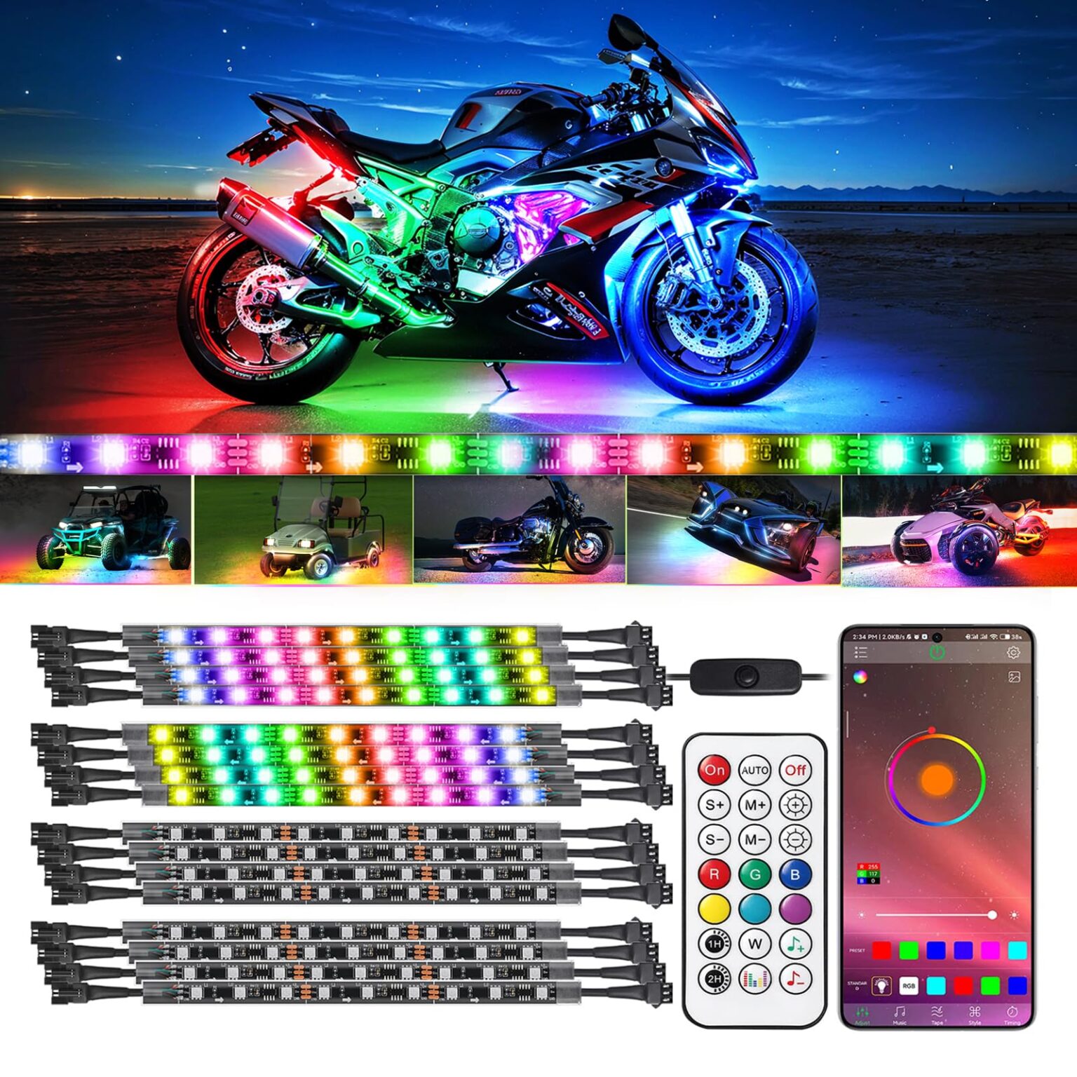 Illustrative example of led light strips for motorcycles from Google Search
