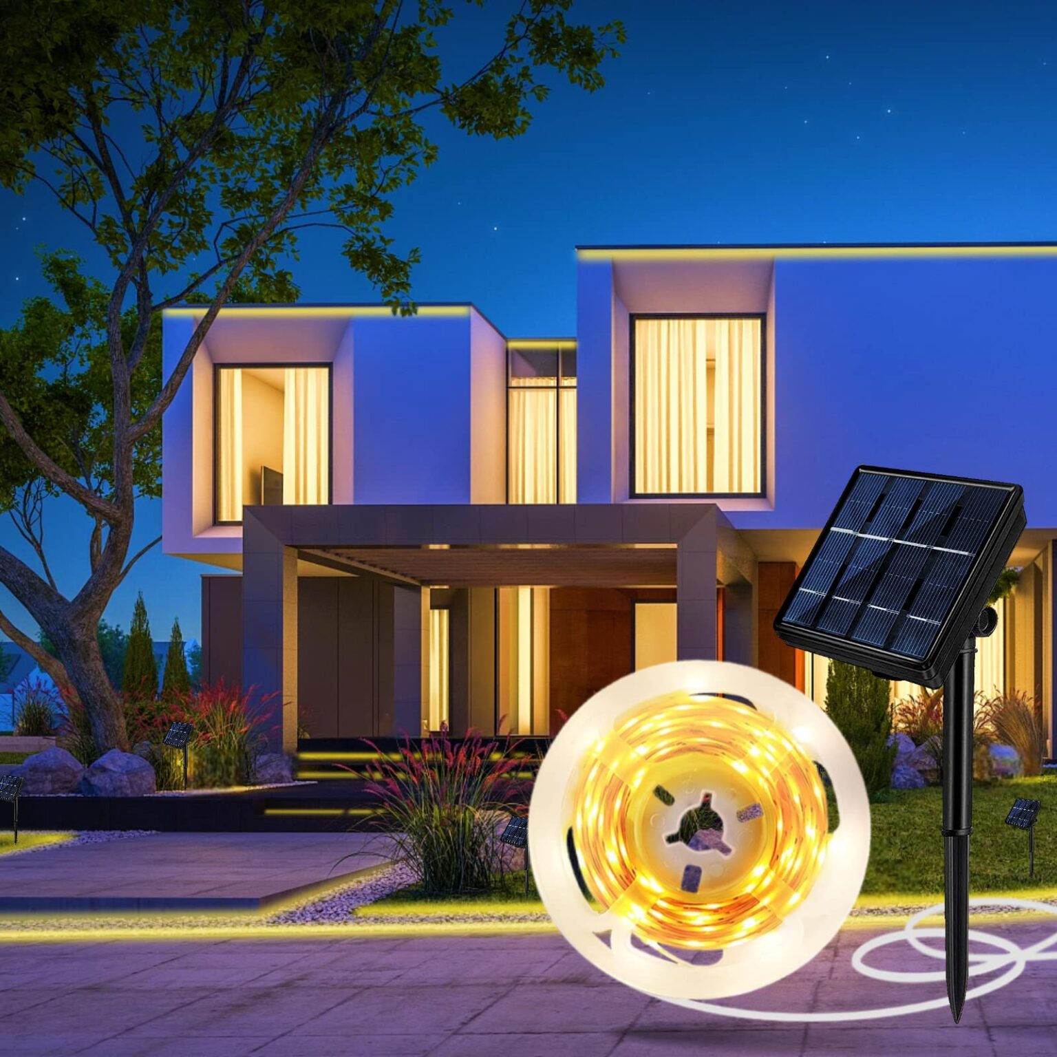 Illustrative example of led light strips solar