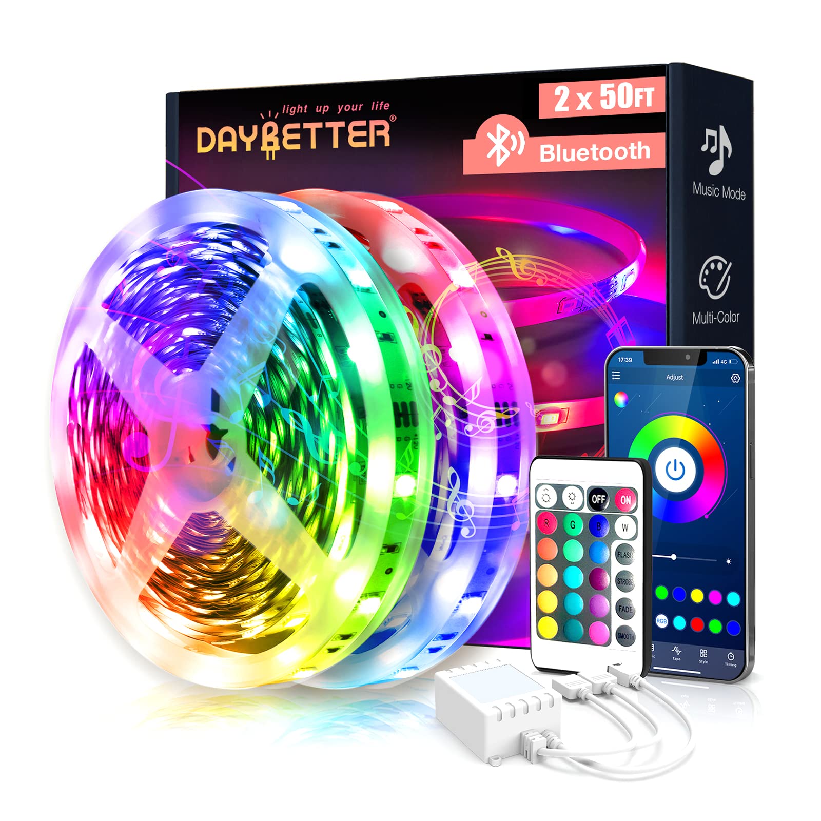 Illustrative example of led lights strips 100 ft from Google Search