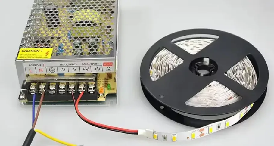 Illustrative example of led strip and power supply