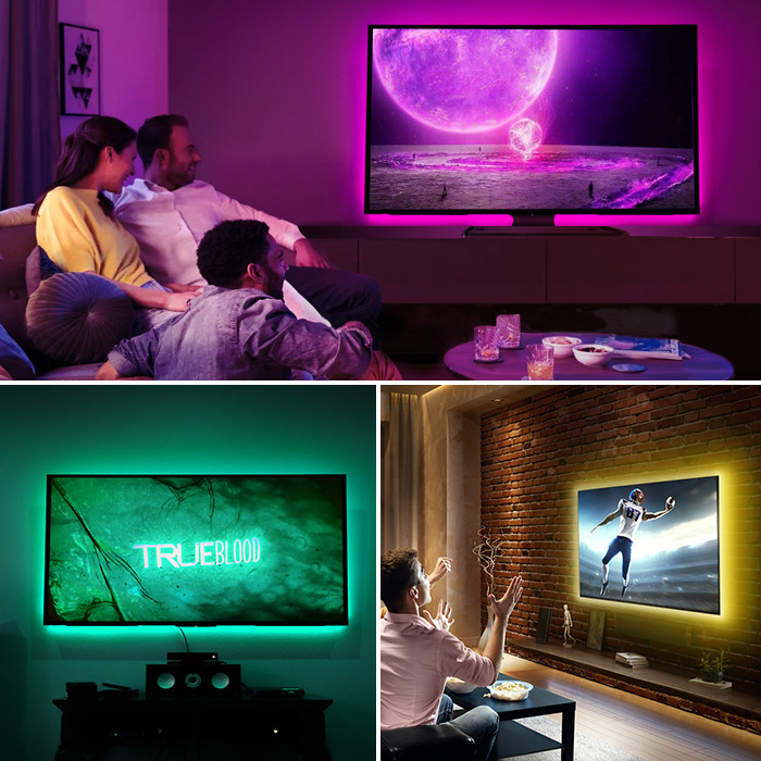 Illustrative example of led strip behind tv