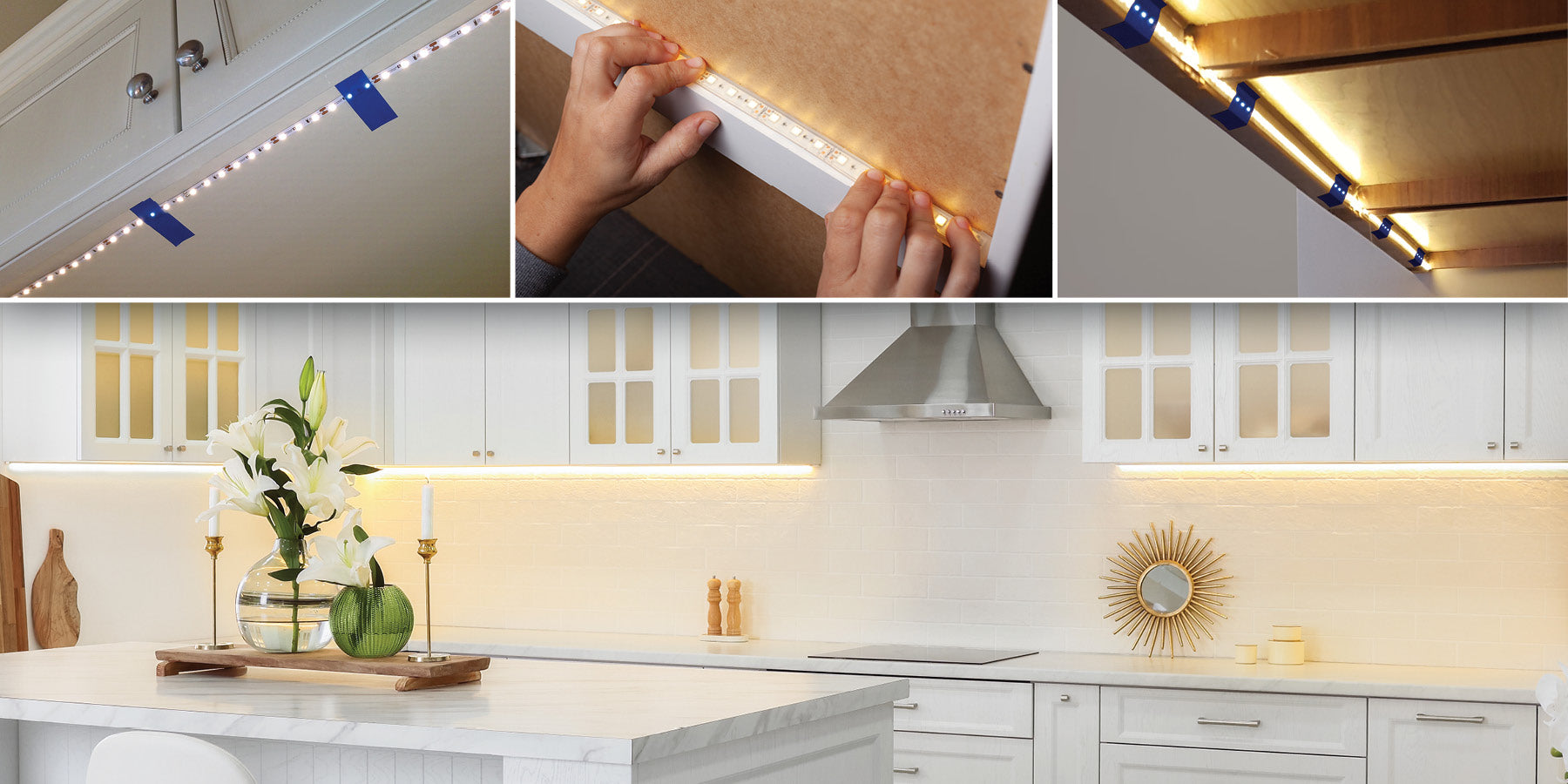 Illustrative example of led strip cabinet lighting from Google Search