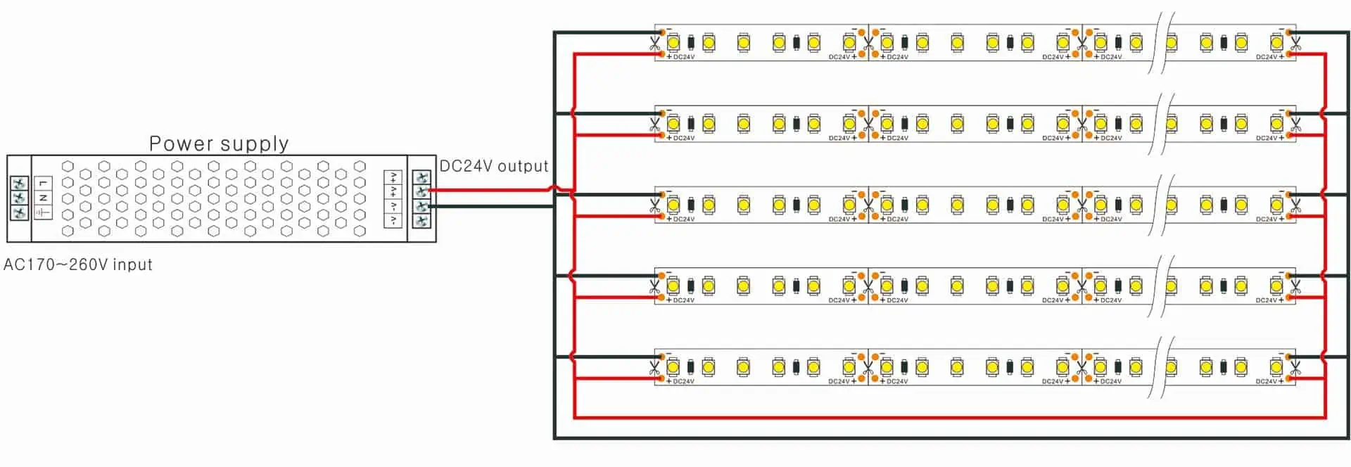 Illustrative example of led strip connection diagram from Google Search