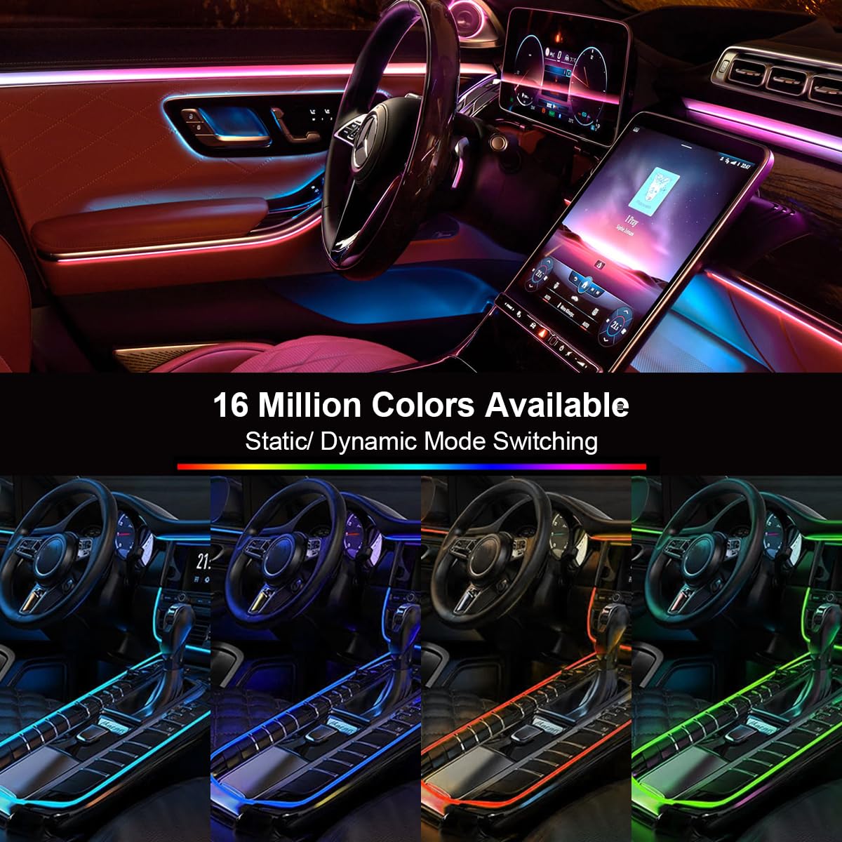Illustrative example of led strip inside car from Google Search