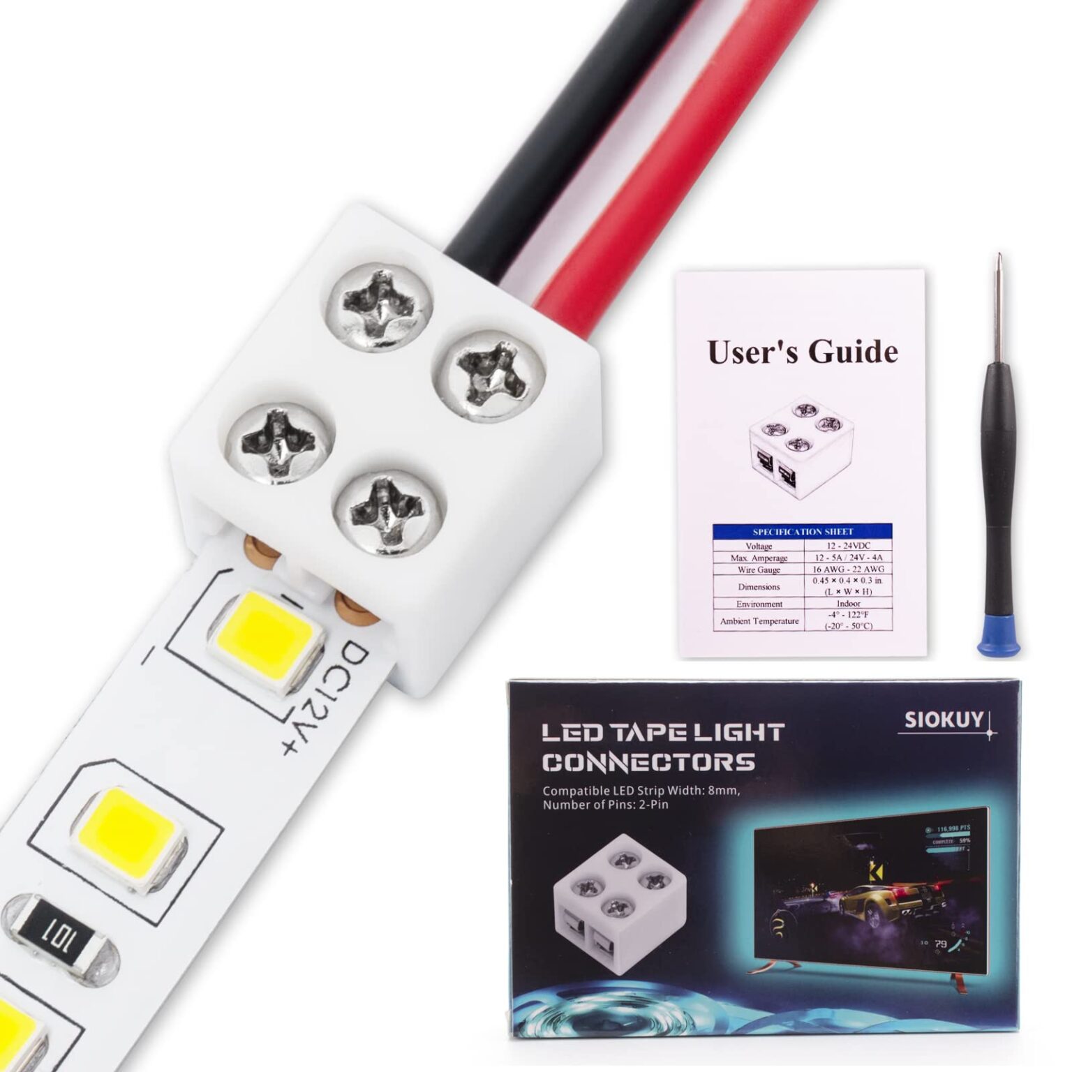 Illustrative example of led strip light 2 pin connector