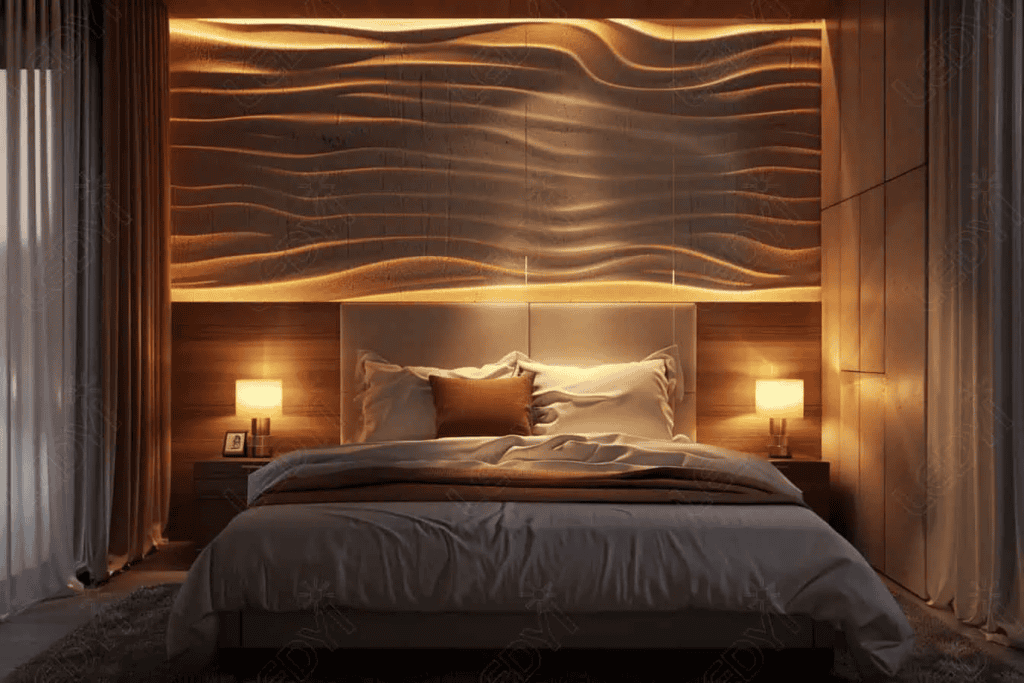 Illustrative example of led strip light design on wall from Google Search