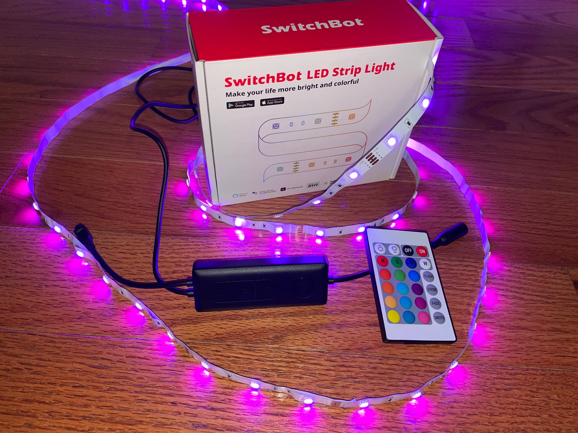 Illustrative example of led strip lighting with switch