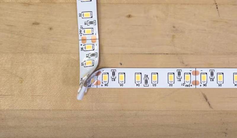 Illustrative example of led strip lights corners