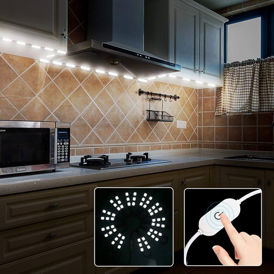 Illustrative example of led strip lights for kitchen cupboards from Google Search
