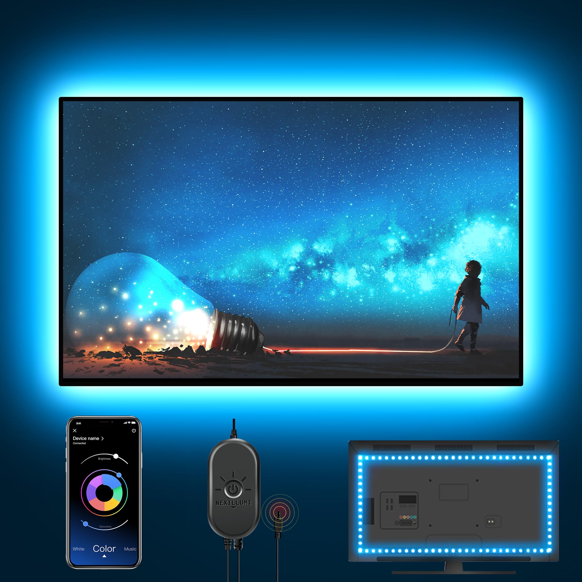 Illustrative example of led strip lights for television