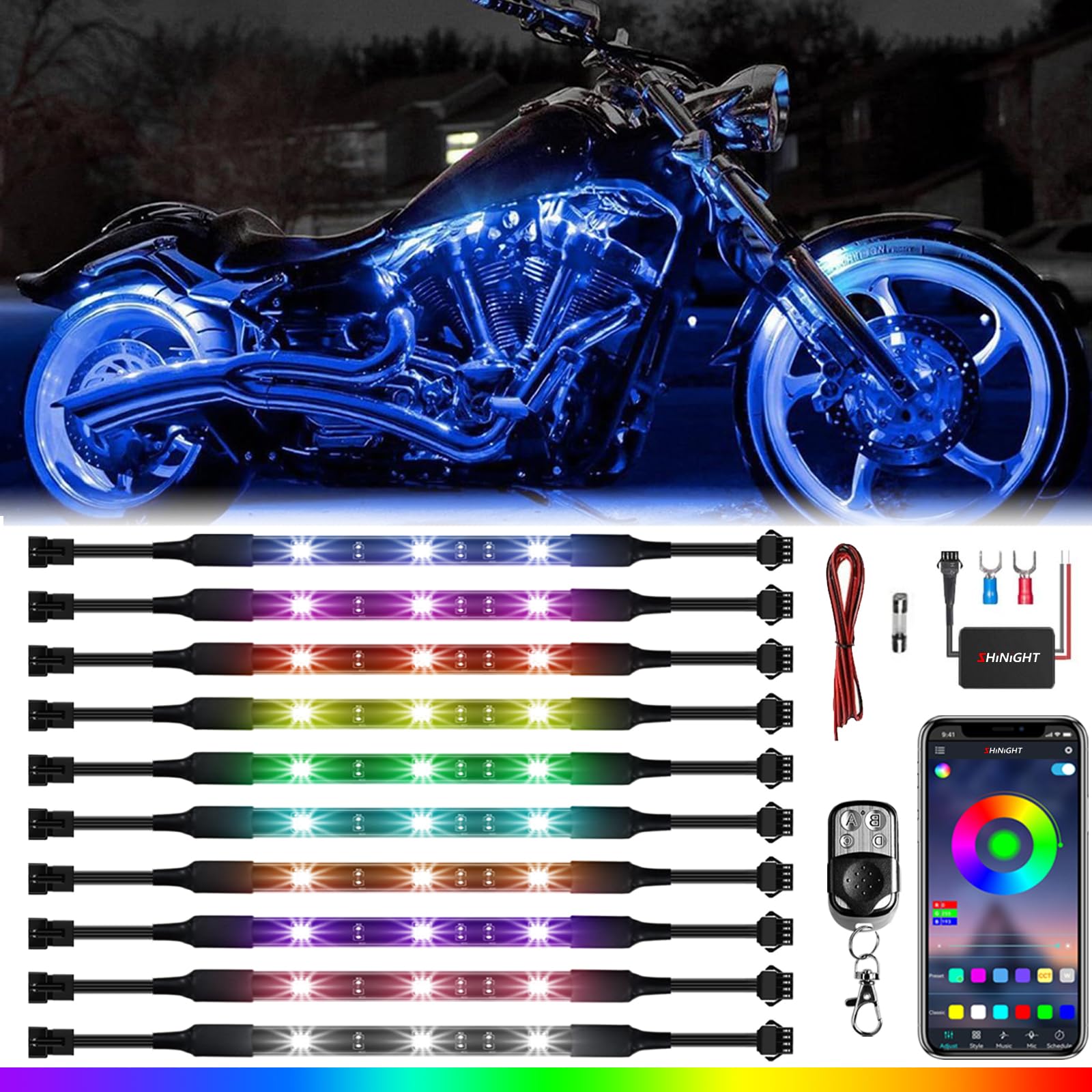 Illustrative example of led strip lights on motorcycle from Google Search