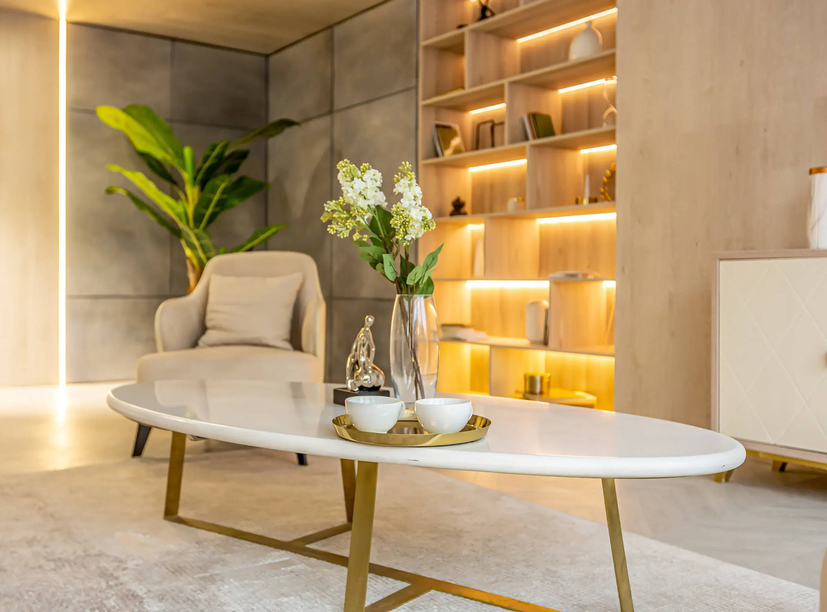 Illustrative example of led strip living room