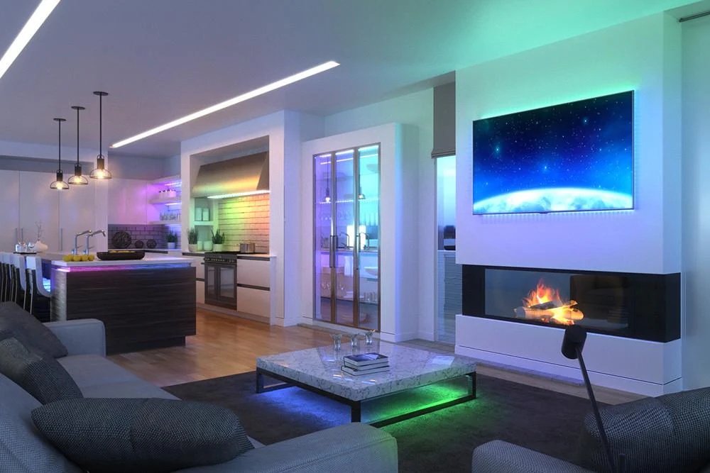 Illustrative example of led strip living room