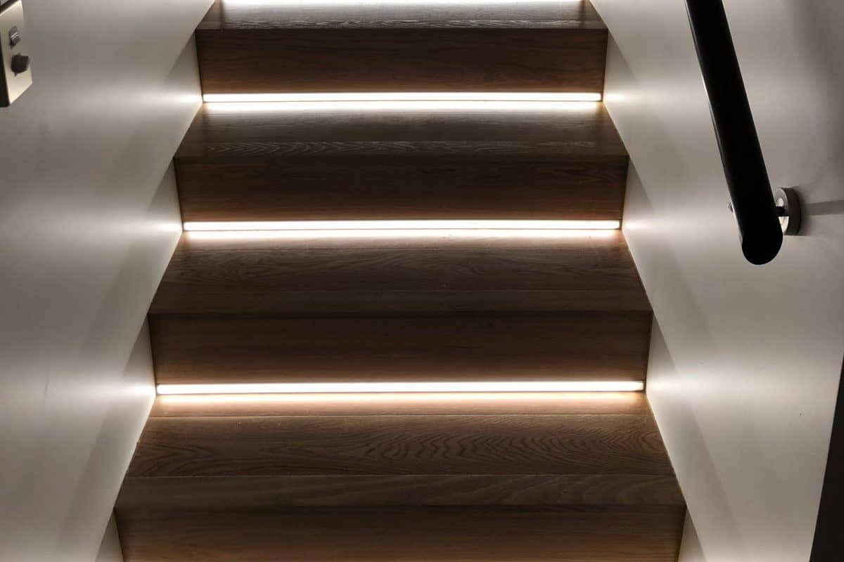 Illustrative example of led strip stairs