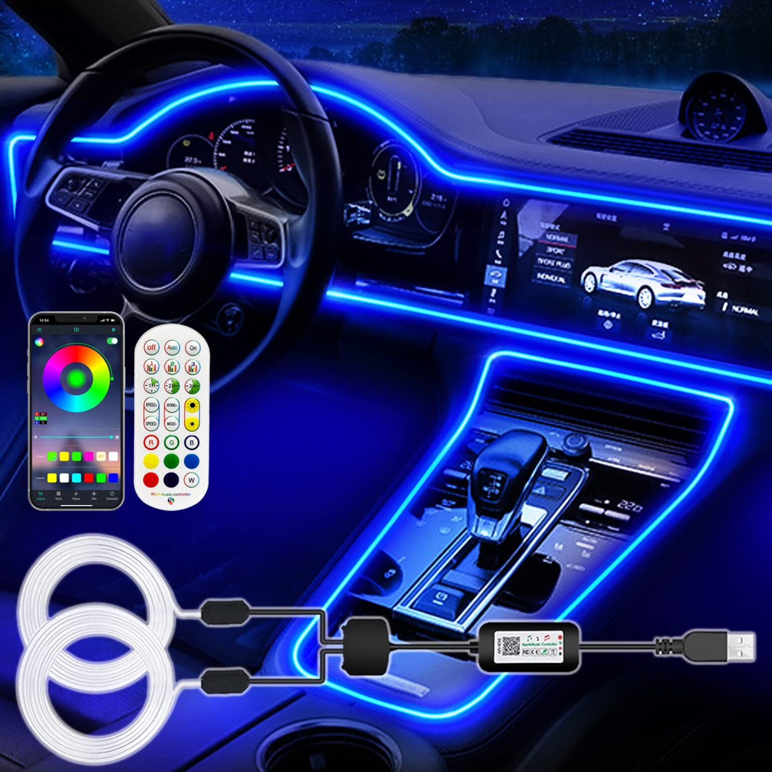 Illustrative example of led strips for car from Google Search