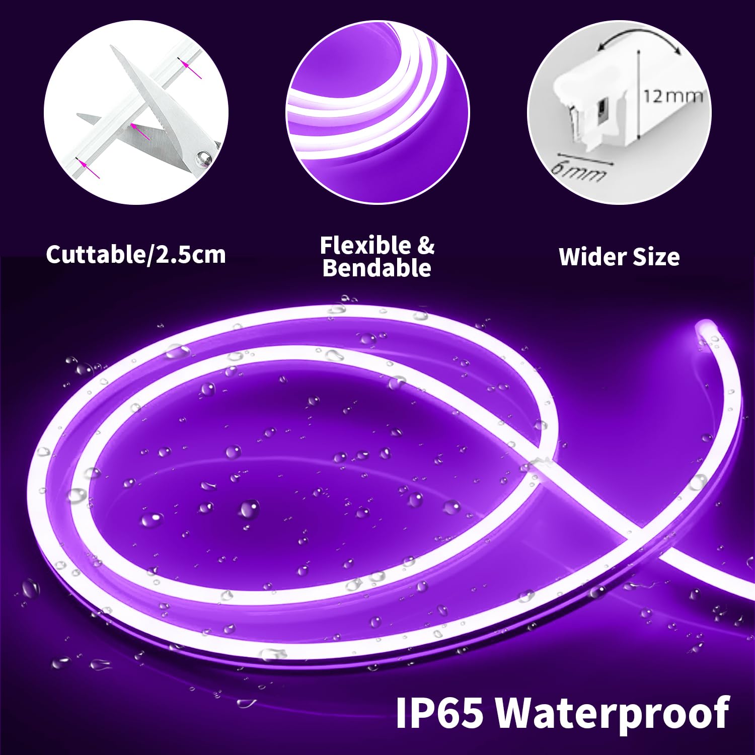 Illustrative example of purple led strip lights from Google Search