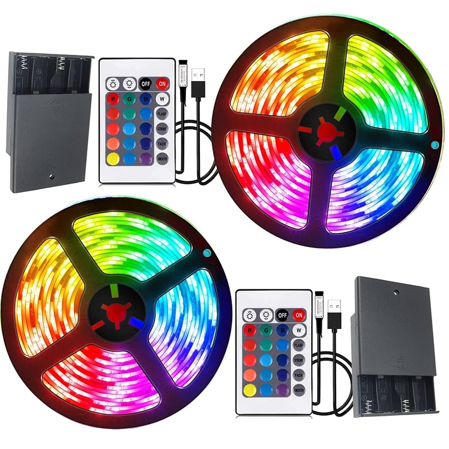 Illustrative example of remote control battery powered led strip lights