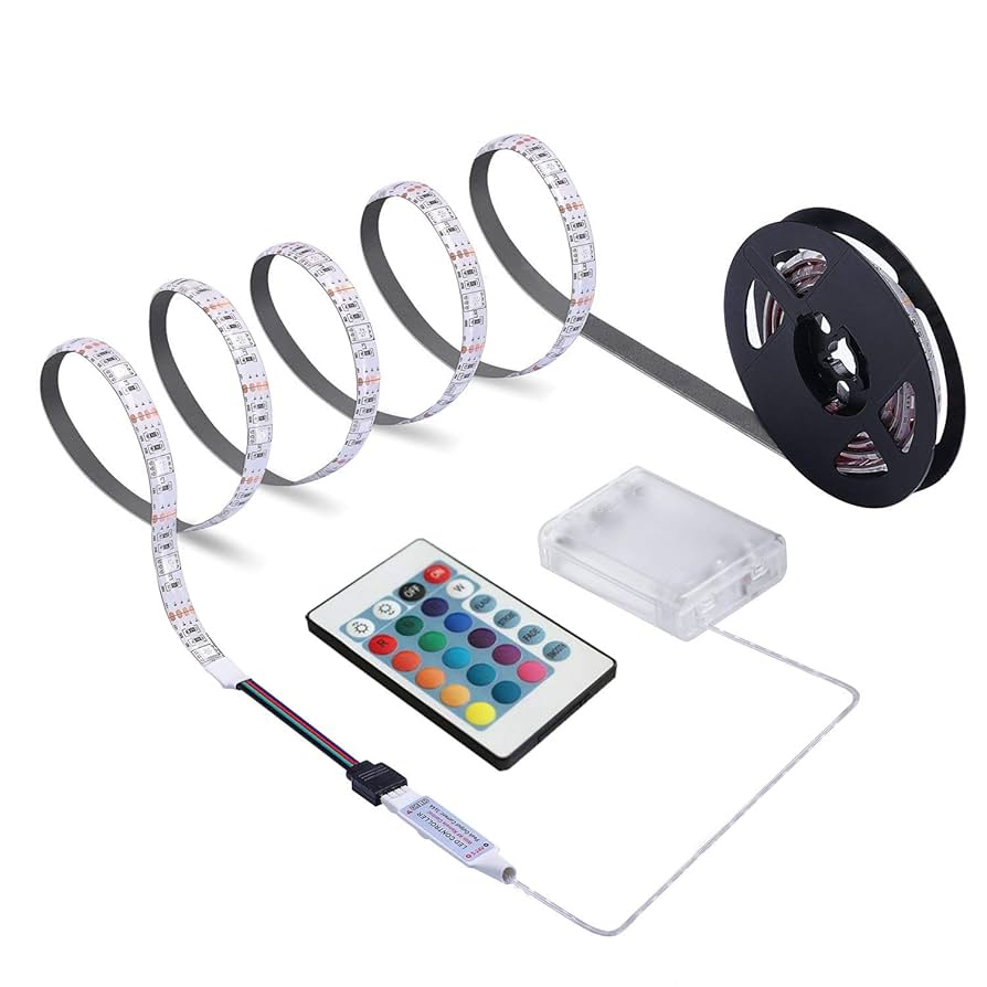 Illustrative example of remote control battery powered led strip lights