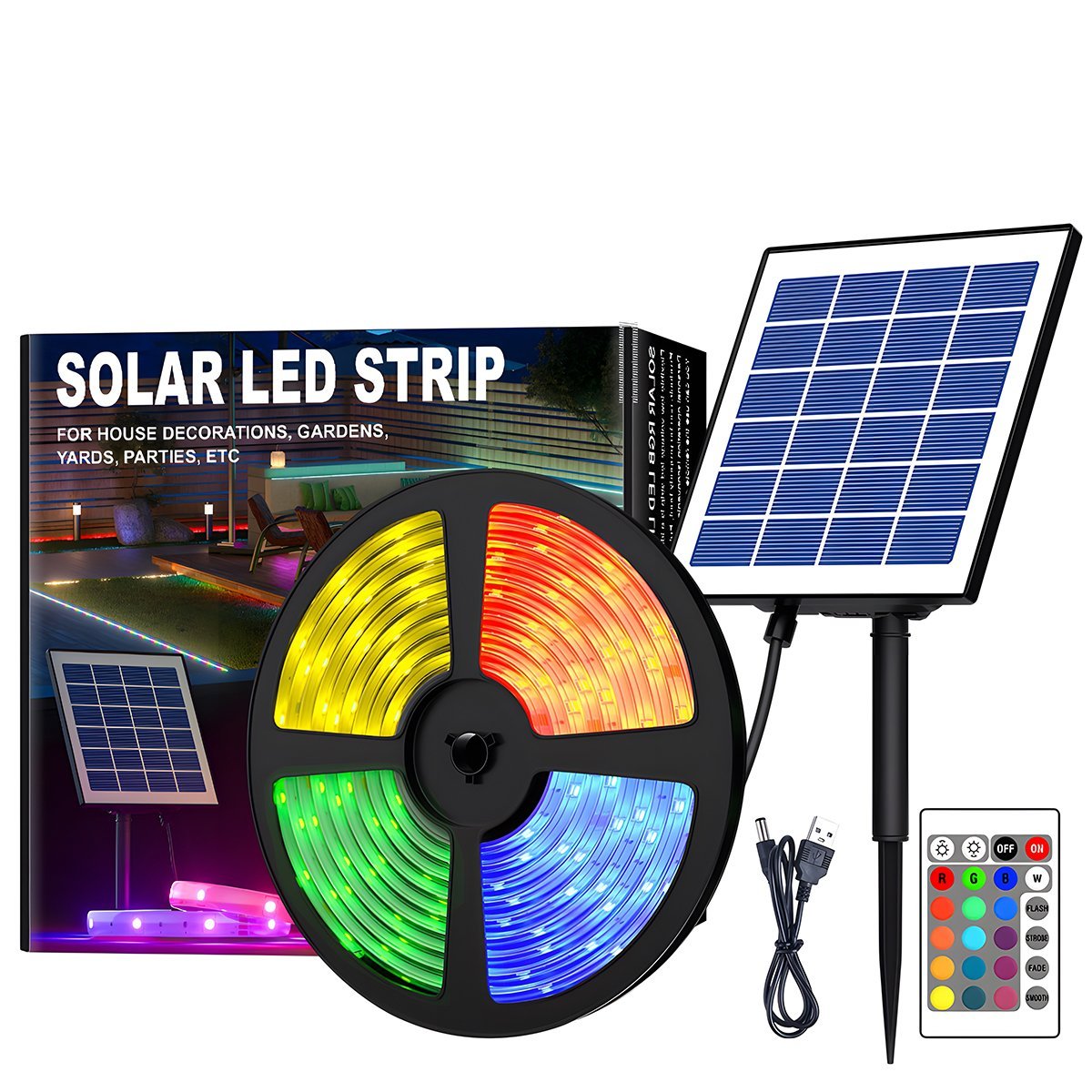 Illustrative example of solar powered led strip from Google Search