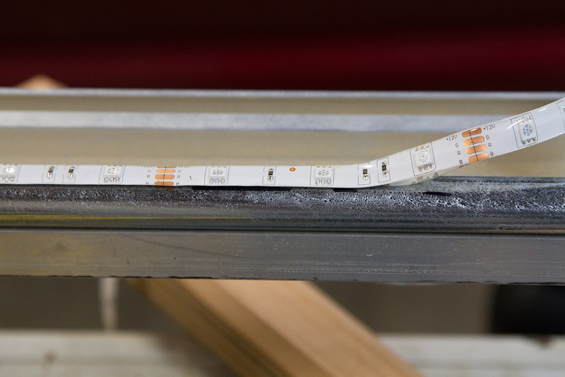 Illustrative example of sticking led strip lights