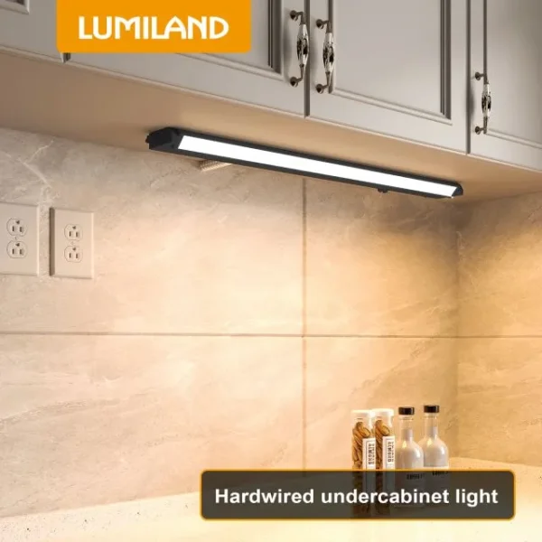 Illustrative example of under cabinet led lighting hardwired from Google Search