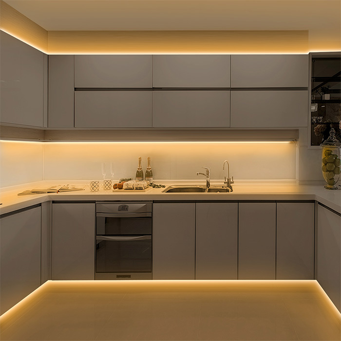 Illustrative example of under kitchen cabinet lighting led strips