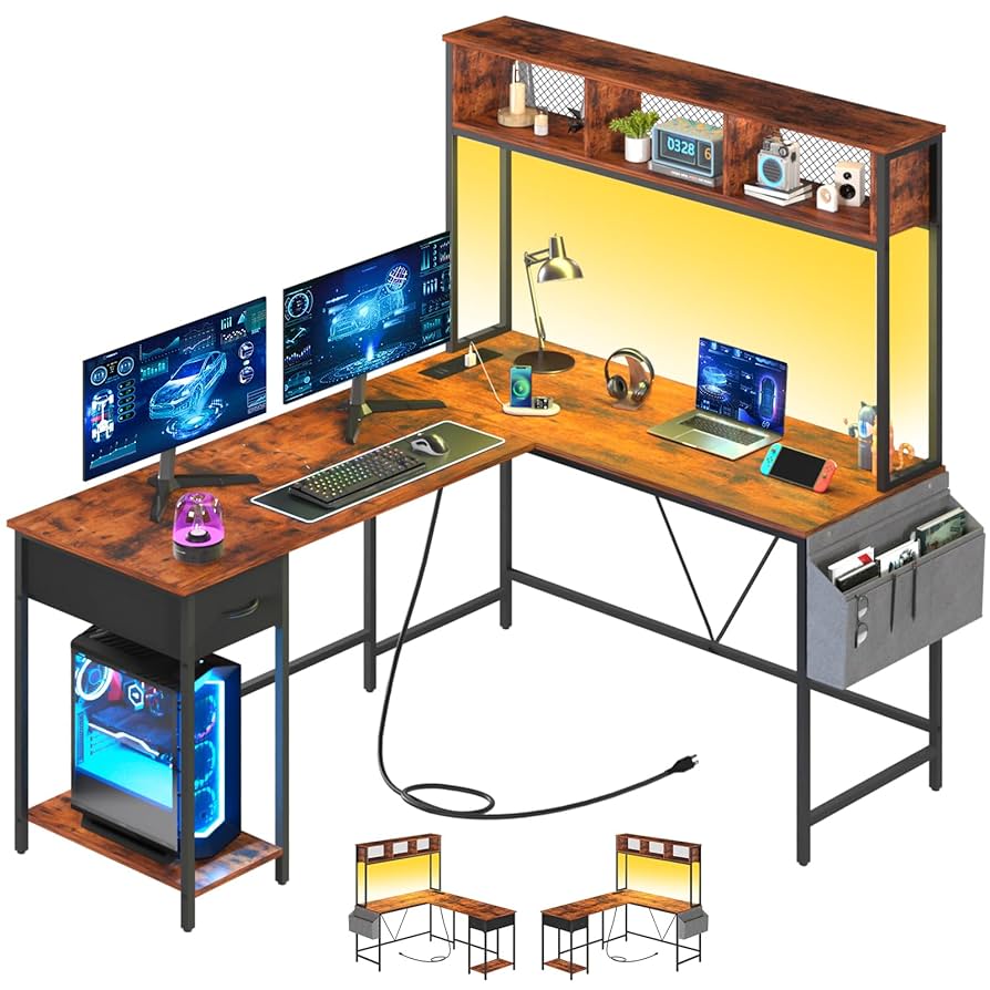 Illustrative example of yoobure l shaped desk gaming desk with led strip from Google Search
