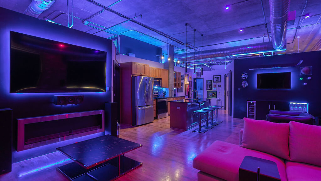 room with neon lights