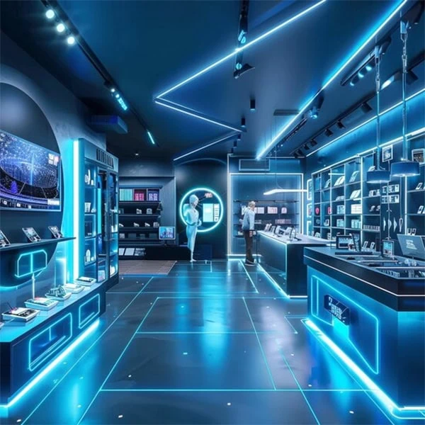 blue neon room lights