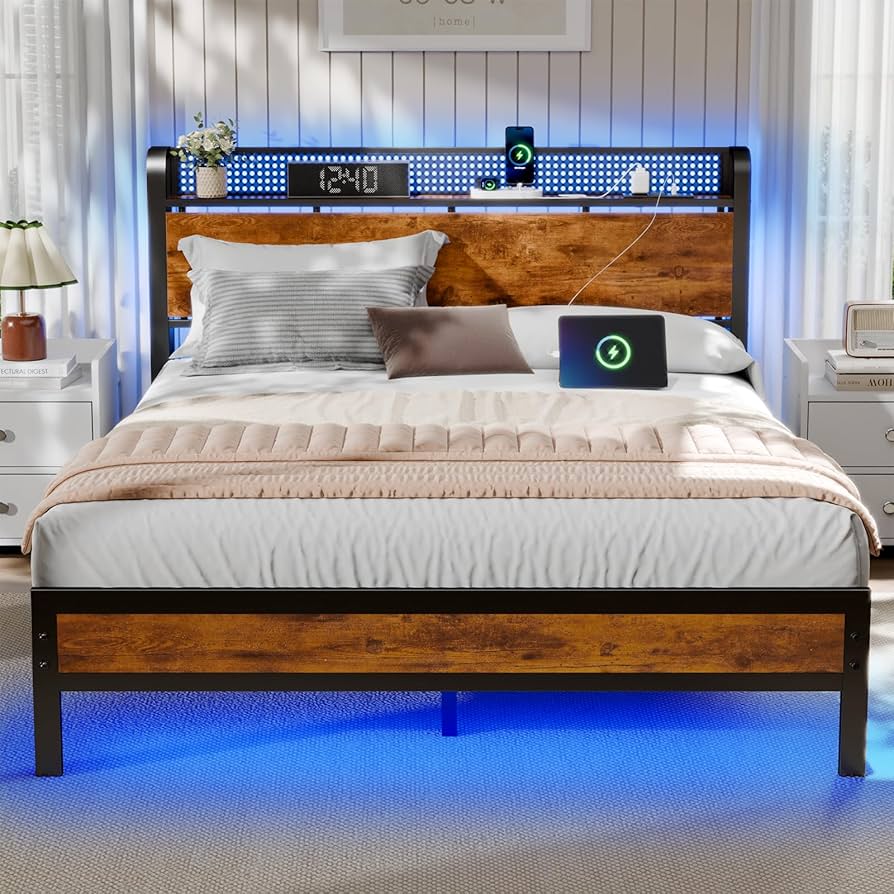 full bed frame with led lights Beauty STC
