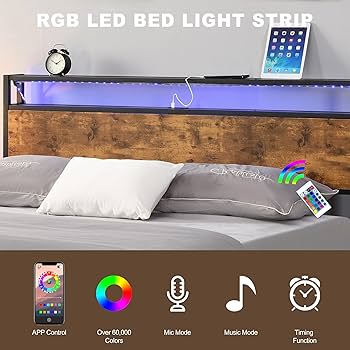 full bed frame with led lights