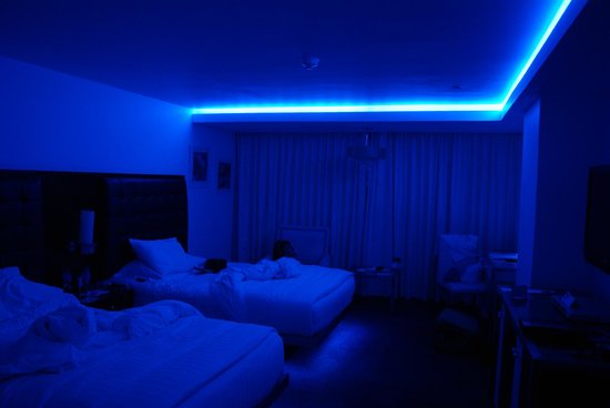 neon lights in a bedroom