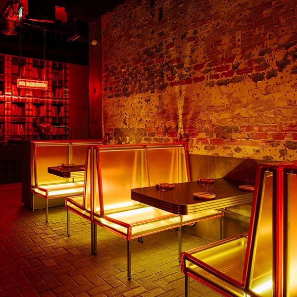 room with neon lights