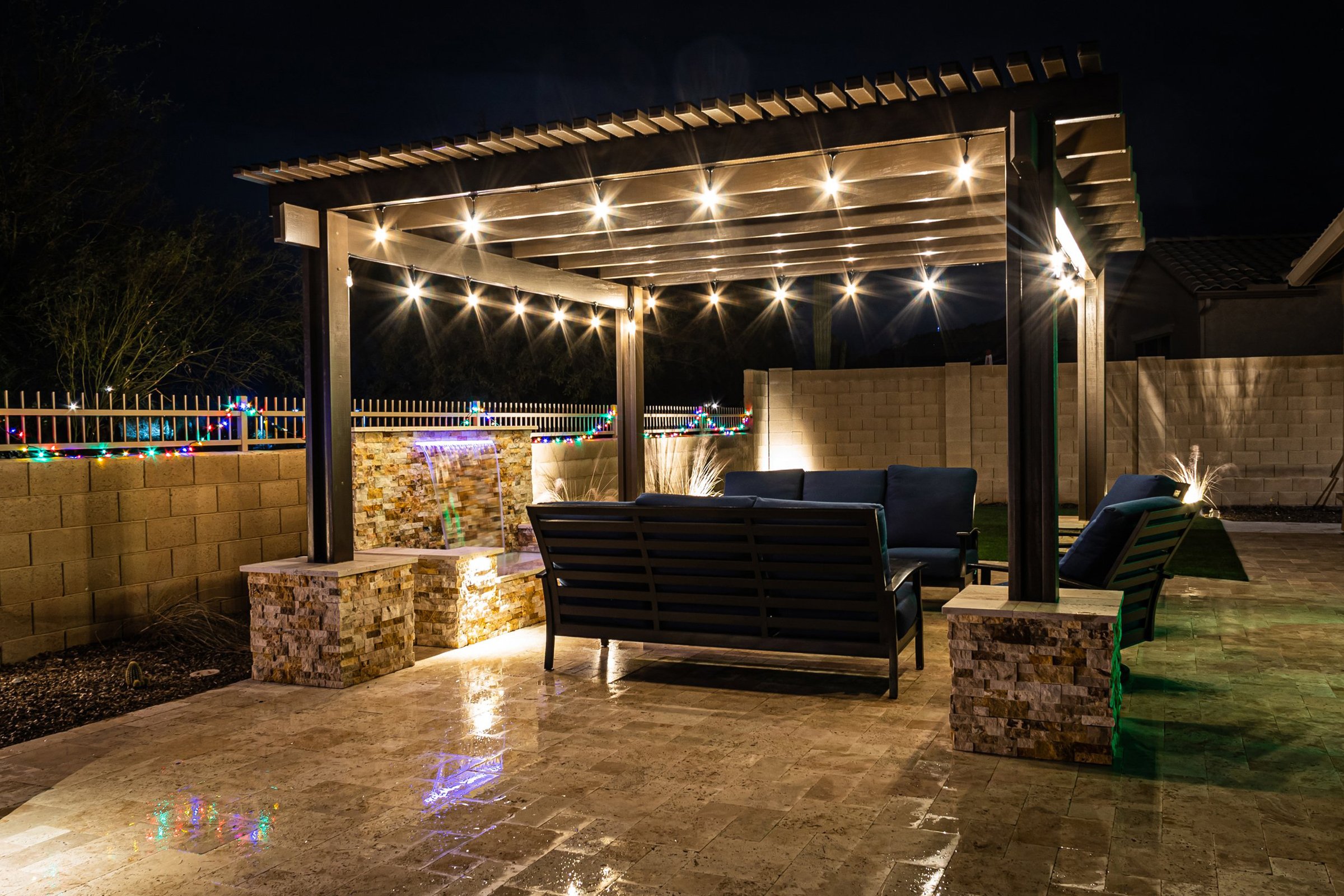 pergola string lighting
