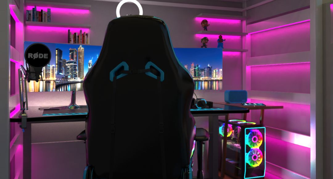 gaming room with led lights