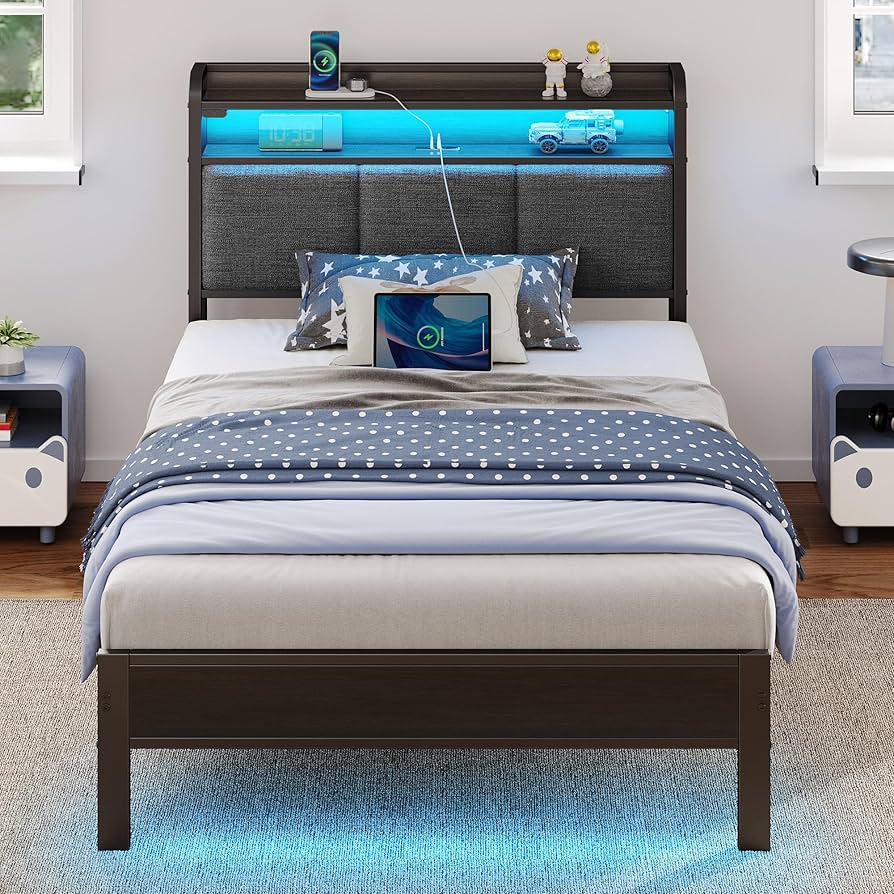 led twin bed frame