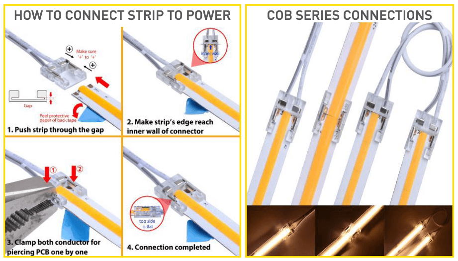 cob led strip connector u shape